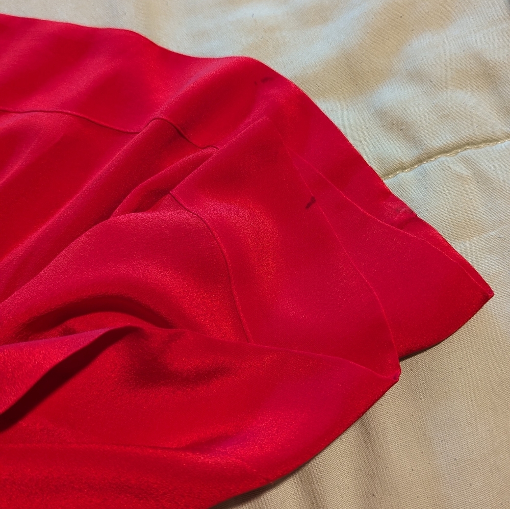 Anthropologie Girls From Savoy Red 100% Silk Tiered Ruffle Party Cocktail Dress - Picture 15 of 16